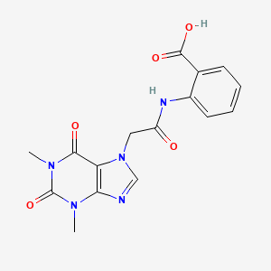 molecular formula C16H15N5O5 B5215992 2-{[(1,3-二甲基-2,6-二氧代-1,2,3,6-四氢-7H-嘌呤-7-基)乙酰基]氨基}苯甲酸 