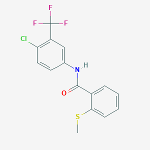 molecular formula C15H11ClF3NOS B5216004 N-[4-chloro-3-(trifluoromethyl)phenyl]-2-(methylthio)benzamide 