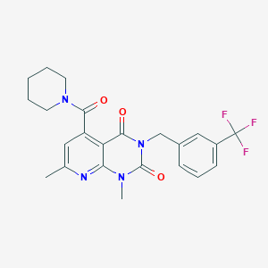 molecular formula C23H23F3N4O3 B5216016 1,7-dimethyl-5-(1-piperidinylcarbonyl)-3-[3-(trifluoromethyl)benzyl]pyrido[2,3-d]pyrimidine-2,4(1H,3H)-dione 
