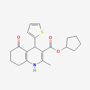 molecular formula C20H23NO3S B5216039 cyclopentyl 2-methyl-5-oxo-4-(2-thienyl)-1,4,5,6,7,8-hexahydro-3-quinolinecarboxylate 