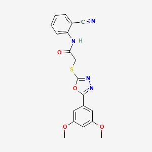 molecular formula C19H16N4O4S B5216065 N-(2-cyanophenyl)-2-{[5-(3,5-dimethoxyphenyl)-1,3,4-oxadiazol-2-yl]thio}acetamide 