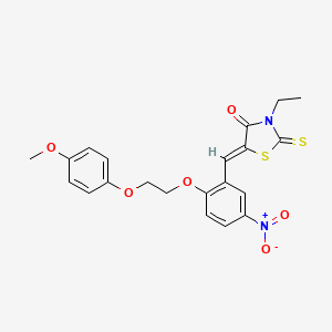 molecular formula C21H20N2O6S2 B5216118 3-ethyl-5-{2-[2-(4-methoxyphenoxy)ethoxy]-5-nitrobenzylidene}-2-thioxo-1,3-thiazolidin-4-one 
