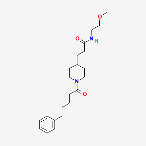 molecular formula C22H34N2O3 B5216130 N-(2-methoxyethyl)-3-[1-(5-phenylpentanoyl)-4-piperidinyl]propanamide 
