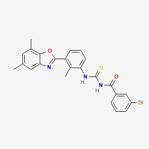 molecular formula C24H20BrN3O2S B5216267 3-bromo-N-({[3-(5,7-dimethyl-1,3-benzoxazol-2-yl)-2-methylphenyl]amino}carbonothioyl)benzamide 