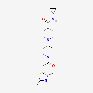 molecular formula C21H32N4O2S B5216285 N-cyclopropyl-1'-[(2,4-dimethyl-1,3-thiazol-5-yl)acetyl]-1,4'-bipiperidine-4-carboxamide 