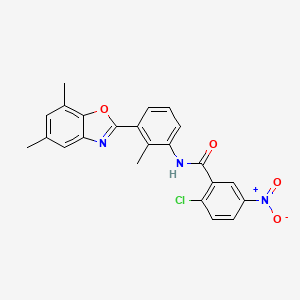 molecular formula C23H18ClN3O4 B5216291 2-chloro-N-[3-(5,7-dimethyl-1,3-benzoxazol-2-yl)-2-methylphenyl]-5-nitrobenzamide 
