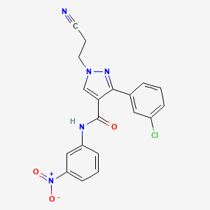 molecular formula C19H14ClN5O3 B5216337 3-(3-chlorophenyl)-1-(2-cyanoethyl)-N-(3-nitrophenyl)-1H-pyrazole-4-carboxamide 