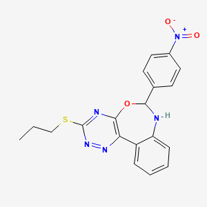 molecular formula C19H17N5O3S B5216345 6-(4-nitrophenyl)-3-(propylthio)-6,7-dihydro[1,2,4]triazino[5,6-d][3,1]benzoxazepine 