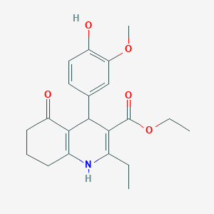 molecular formula C21H25NO5 B5216353 ethyl 2-ethyl-4-(4-hydroxy-3-methoxyphenyl)-5-oxo-1,4,5,6,7,8-hexahydro-3-quinolinecarboxylate 