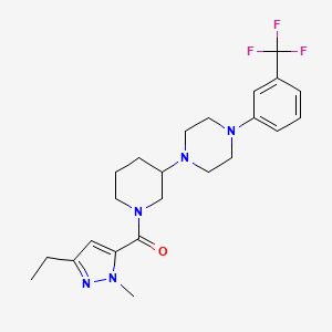 molecular formula C23H30F3N5O B5216356 1-{1-[(3-ethyl-1-methyl-1H-pyrazol-5-yl)carbonyl]-3-piperidinyl}-4-[3-(trifluoromethyl)phenyl]piperazine 