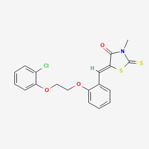molecular formula C19H16ClNO3S2 B5216367 5-{2-[2-(2-chlorophenoxy)ethoxy]benzylidene}-3-methyl-2-thioxo-1,3-thiazolidin-4-one 