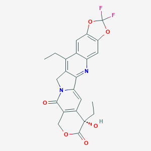 molecular formula C23H18F2N2O6 B521638 (5S)-5,14-diethyl-19,19-difluoro-5-hydroxy-7,18,20-trioxa-11,24-diazahexacyclo[11.11.0.02,11.04,9.015,23.017,21]tetracosa-1(24),2,4(9),13,15,17(21),22-heptaene-6,10-dione 