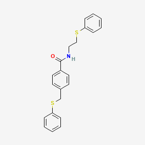 molecular formula C22H21NOS2 B5216384 N-[2-(phenylthio)ethyl]-4-[(phenylthio)methyl]benzamide 