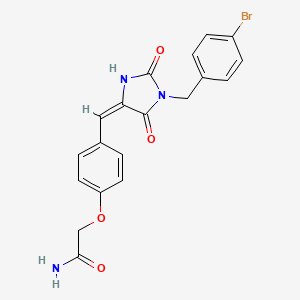 molecular formula C19H16BrN3O4 B5216410 2-(4-{[1-(4-bromobenzyl)-2,5-dioxo-4-imidazolidinylidene]methyl}phenoxy)acetamide 