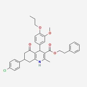 molecular formula C35H36ClNO5 B5216429 2-phenylethyl 7-(4-chlorophenyl)-4-(3-methoxy-4-propoxyphenyl)-2-methyl-5-oxo-1,4,5,6,7,8-hexahydro-3-quinolinecarboxylate 