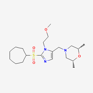 molecular formula C20H35N3O4S B5216454 (2R*,6S*)-4-{[2-(cycloheptylsulfonyl)-1-(2-methoxyethyl)-1H-imidazol-5-yl]methyl}-2,6-dimethylmorpholine 