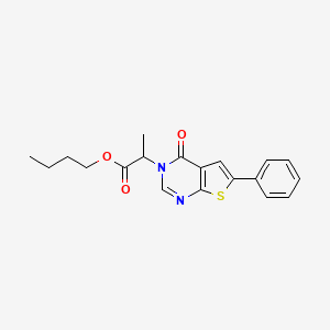 molecular formula C19H20N2O3S B5216467 butyl 2-(4-oxo-6-phenylthieno[2,3-d]pyrimidin-3(4H)-yl)propanoate 