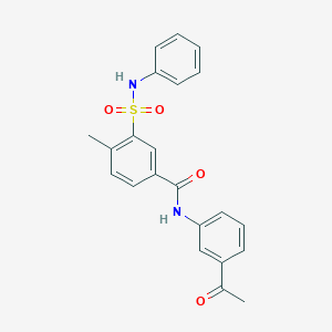 molecular formula C22H20N2O4S B5216472 N-(3-acetylphenyl)-3-(anilinosulfonyl)-4-methylbenzamide 