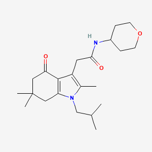 molecular formula C22H34N2O3 B5216476 2-(1-isobutyl-2,6,6-trimethyl-4-oxo-4,5,6,7-tetrahydro-1H-indol-3-yl)-N-(tetrahydro-2H-pyran-4-yl)acetamide 