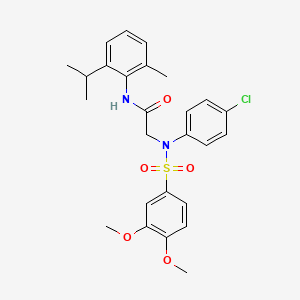 molecular formula C26H29ClN2O5S B5216518 N~2~-(4-chlorophenyl)-N~2~-[(3,4-dimethoxyphenyl)sulfonyl]-N~1~-(2-isopropyl-6-methylphenyl)glycinamide 
