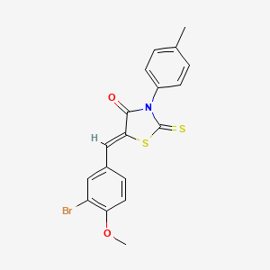 molecular formula C18H14BrNO2S2 B5216537 5-(3-bromo-4-methoxybenzylidene)-3-(4-methylphenyl)-2-thioxo-1,3-thiazolidin-4-one 