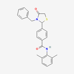 4-(3-benzyl-4-oxo-1,3-thiazolidin-2-yl)-N-(2,6-dimethylphenyl)benzamide