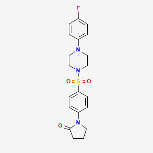 molecular formula C20H22FN3O3S B5216561 1-(4-{[4-(4-fluorophenyl)-1-piperazinyl]sulfonyl}phenyl)-2-pyrrolidinone 