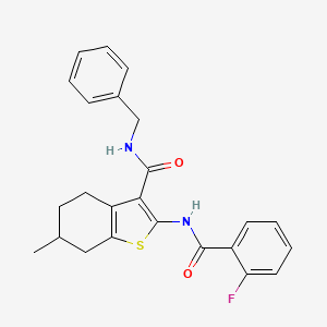 molecular formula C24H23FN2O2S B5216577 N-benzyl-2-[(2-fluorobenzoyl)amino]-6-methyl-4,5,6,7-tetrahydro-1-benzothiophene-3-carboxamide 