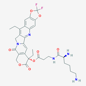 molecular formula C32H35F2N5O8 B521659 [(5S)-5,14-二乙基-19,19-二氟-6,10-二氧代-7,18,20-三氧杂-11,24-二氮杂六环[11.11.0.02,11.04,9.015,23.017,21]四环二十烷-1(24),2,4(9),13,15,17(21),22-七烯-5-基] 3-[[(2S)-2,6-二氨基己酰]氨基]丙酸酯 