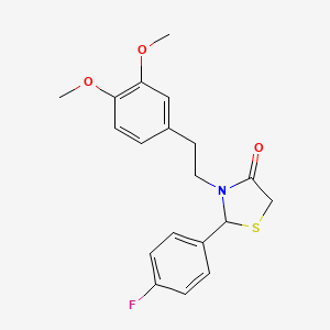 molecular formula C19H20FNO3S B5216608 3-[2-(3,4-dimethoxyphenyl)ethyl]-2-(4-fluorophenyl)-1,3-thiazolidin-4-one 