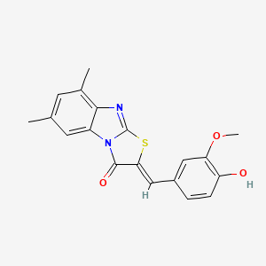 molecular formula C19H16N2O3S B5216623 2-(4-hydroxy-3-methoxybenzylidene)-6,8-dimethyl[1,3]thiazolo[3,2-a]benzimidazol-3(2H)-one 