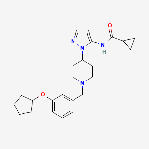 molecular formula C24H32N4O2 B5216635 N-(1-{1-[3-(cyclopentyloxy)benzyl]-4-piperidinyl}-1H-pyrazol-5-yl)cyclopropanecarboxamide 