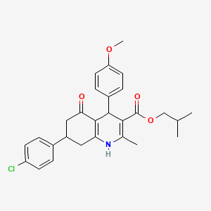 molecular formula C28H30ClNO4 B5216653 isobutyl 7-(4-chlorophenyl)-4-(4-methoxyphenyl)-2-methyl-5-oxo-1,4,5,6,7,8-hexahydro-3-quinolinecarboxylate 