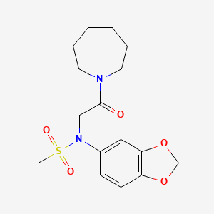 molecular formula C16H22N2O5S B5216671 N-[2-(1-azepanyl)-2-oxoethyl]-N-1,3-benzodioxol-5-ylmethanesulfonamide 