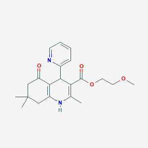 molecular formula C21H26N2O4 B5216684 2-methoxyethyl 2,7,7-trimethyl-5-oxo-4-(2-pyridinyl)-1,4,5,6,7,8-hexahydro-3-quinolinecarboxylate 