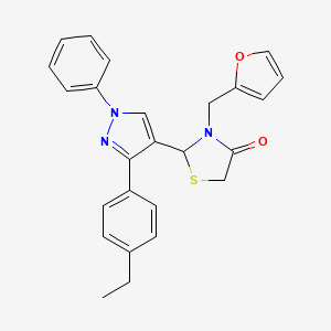 molecular formula C25H23N3O2S B5216699 2-[3-(4-ethylphenyl)-1-phenyl-1H-pyrazol-4-yl]-3-(2-furylmethyl)-1,3-thiazolidin-4-one 