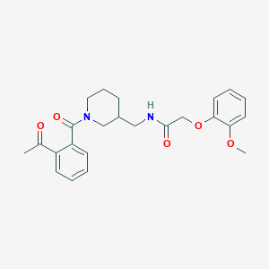 molecular formula C24H28N2O5 B5216712 N-{[1-(2-acetylbenzoyl)-3-piperidinyl]methyl}-2-(2-methoxyphenoxy)acetamide 