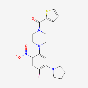 molecular formula C19H21FN4O3S B5216726 1-[4-fluoro-2-nitro-5-(1-pyrrolidinyl)phenyl]-4-(2-thienylcarbonyl)piperazine 