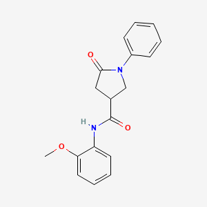 molecular formula C18H18N2O3 B5216728 N-(2-methoxyphenyl)-5-oxo-1-phenyl-3-pyrrolidinecarboxamide 