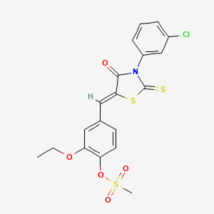 molecular formula C19H16ClNO5S3 B5216740 4-{[3-(3-chlorophenyl)-4-oxo-2-thioxo-1,3-thiazolidin-5-ylidene]methyl}-2-ethoxyphenyl methanesulfonate 