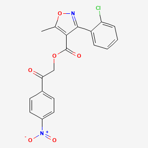 molecular formula C19H13ClN2O6 B5216784 2-(4-nitrophenyl)-2-oxoethyl 3-(2-chlorophenyl)-5-methyl-4-isoxazolecarboxylate 