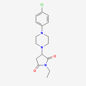 molecular formula C16H20ClN3O2 B5216795 3-[4-(4-chlorophenyl)-1-piperazinyl]-1-ethyl-2,5-pyrrolidinedione 