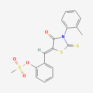 molecular formula C18H15NO4S3 B5216800 [2-[(Z)-[3-(2-methylphenyl)-4-oxo-2-sulfanylidene-1,3-thiazolidin-5-ylidene]methyl]phenyl] methanesulfonate 