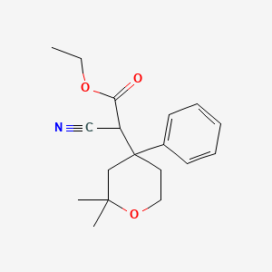 molecular formula C18H23NO3 B5216817 ethyl cyano(2,2-dimethyl-4-phenyltetrahydro-2H-pyran-4-yl)acetate 