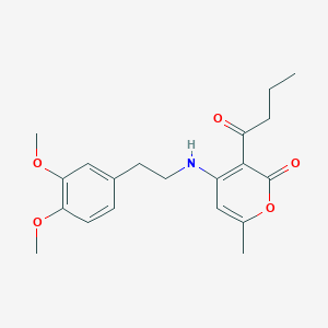 molecular formula C20H25NO5 B5216821 3-butyryl-4-{[2-(3,4-dimethoxyphenyl)ethyl]amino}-6-methyl-2H-pyran-2-one 