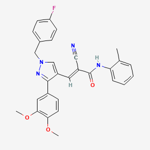2-cyano-3-[3-(3,4-dimethoxyphenyl)-1-(4-fluorobenzyl)-1H-pyrazol-4-yl]-N-(2-methylphenyl)acrylamide