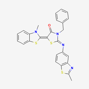 molecular formula C26H20N4OS3 B5216846 3-benzyl-5-(3-methyl-1,3-benzothiazol-2(3H)-ylidene)-2-[(2-methyl-1,3-benzothiazol-5-yl)imino]-1,3-thiazolidin-4-one 