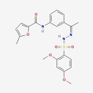 molecular formula C22H23N3O6S B5216955 N-(3-{N-[(2,4-dimethoxyphenyl)sulfonyl]ethanehydrazonoyl}phenyl)-5-methyl-2-furamide 