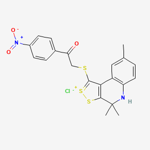 molecular formula C21H19ClN2O3S3 B5216987 4,4,8-trimethyl-1-{[2-(4-nitrophenyl)-2-oxoethyl]thio}-4,5-dihydro[1,2]dithiolo[3,4-c]quinolin-2-ium chloride 