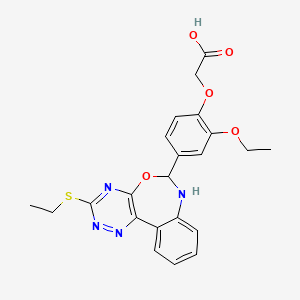 molecular formula C22H22N4O5S B5217055 {2-ethoxy-4-[3-(ethylthio)-6,7-dihydro[1,2,4]triazino[5,6-d][3,1]benzoxazepin-6-yl]phenoxy}acetic acid 